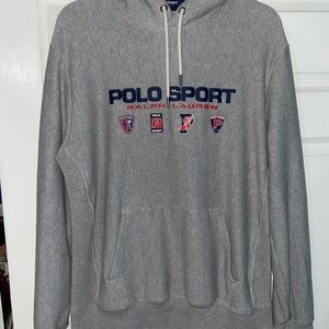 Polo hoodie, gray, size L ,like new only been used x3,